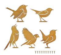 PJHAJH 5Pcs Small Metal Garden Ornaments Outdoor, Birds Silhouette Metal Art Set, Garden Fence Decorations Stakes, Outdoor Art Ornaments for Branches Windowsills