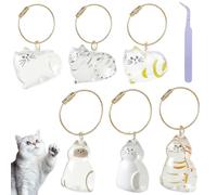 PJHAJH 6 PCS Cat Fur Keepsake Keyring, Cat Capsule Keychain Keyrin, Dog Pet Fur Keepsake Bottle, Pet Memorial Gifts, for Loss of Furry Friend