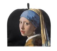 PJHEQOXE Tea Cozy The Girl with a Pearl Earring Teapot Covers Kitchen Kettle Dust Cover Tea Kettle Cover Breakfast Insulated Keep Warmer for Tea Pot Kitchen Decoration （Black）