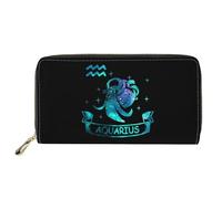 PJHEQOXE Travel Wallet for Women Long Purse with Credit Card Slots Large Capacity Essential Pouch Astral Theme Print, Aquarius, Classic, Casual
