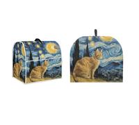 PJHEQOXE Van Gogh's Oil Painting Tea Cozy for Teapot and Stand Mixer Cover Set,Cute Orange Cat Starry Night Teapot Dust Cover,Large Foldable Mixer Accessories for Kitchen Decorations (Blue)