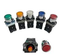PJKTBEYI 22mm XB2 Series instantaneous self-Reset Flat Round Button Switch XB2-BW3361C with LED Light NO NC 24V/AC220V/AC380V(Ye llow-NO,220V)
