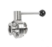 PJKTBEYI 3/4“ 1” 1-1/2" 2" 19/25/38/45/51/63mm Stainless Steel 304 Butterfly Valve Tri Clamp 50.5/64/77.5mm(45mm Ferrule 64)