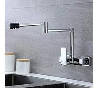 PJKTBEYI Black Wall Mounted Kitchen Mixer tap,2-Mode Folding Copper,for Sink Laundry,rotatable hot and Cold,Wall-Mounted Faucet(3)