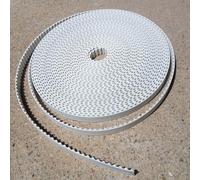PJLANG White T20 Open Timing Belt Width 20mm Polyurethane PU Tooth Transmission Conveyor Pitch 20mm Timing Belt Strap Belt Strip Conveyor Ended with Steel Cord(2 Meter)