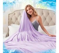 PJLJC Cooling Bamboo Blanket | Temperature Regulating Summer Bedding | Night Sweat Relief for Adults & Kids | OEKO-TEX Certified 90x100cm, Violet