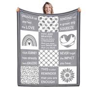 PJLJC Gifts for Women & Men, Grey Hug Flannel Throw Blanket 130x150cm, Mothers Day Get Well Soon Thinking of You Gift, Father's Day Birthday Present for Him Her Mum Dad Couples Husband Wife
