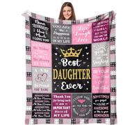 PJLJC To My Daughter Blanket from Mum & Dad, Personalised Soft Flannel Throw Blanket, Warm Cozy Gift for Daughter, Birthday Christmas Graduation Valentine’s Day Moving Out Presents, 150x130cm