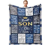 PJLJC To My Son Blanket from Mum & Dad 150x130cm | Personalised Fleece Throw Gift for Adult Son, Birthday, Christmas, Graduation, Moving Out