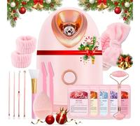 Pjordo Facial Steamer Spa Kit with 7 Skin Care Tools, Nano Ion Facial Steamer for Deep Cleansing, Clogged Pores, Hot Mist Humidifier