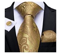 PJRYC Men Tie Gold Blue Black Striped Wedding Tie For Men Hanky Cufflinks Gift Tie Set (Color : Off-white)