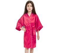 Pjs for Girls 10-11 - Silk Satin Bathrobe Kimono Robes Nightgown Sleepwear Clothes (9-10 Years)
