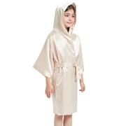 Pjs for Girls 13-14 Years - Silk Satin Hooded Bathrobe Kimono Robes Nightgown Sleepwear Clothes (Beige 8-9 Years)