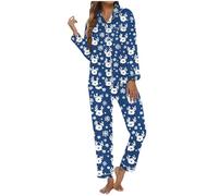 Pjs for Women Sets Christmas Pyjamas Family Long Sleeve Santa Winter Womens Pyjama Bottoms Silk Satin Pajamas Uk Matching Couples Set Ladies Phs Pajama Pants Plus Size Fluffy Women's Nightwear,XXL