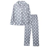 Pjs For Women Sets Long Sleeve Button Up Tops And Wide Leg Pants Checked 2 Piece Pyjamas Sets Soft Warm Cosy Sleepwear Pajamas Autumn Winter Pj Ladies Homewear Leisure Suits Nightwear Co Ord Set