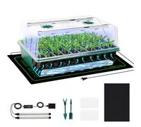PJT 60-Cell Self-Watering Seed Starter Tray with Grow Light & Heat Mat, Seed Starter Kit with Humidity Dome for Plants, Seedling Starter Trays for Indoor Plant Germination and Seeds Growing