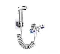 PJVPEJOD toilet bidet sprayer kit jet spray for toilet portable toilet attachment sprayer bidet sprayer kit for toilet ABS 2m Hose Double Control Angle Valve For Sink,brushed(Cromo)