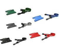 (pk 25) Staff Neck Strap Lanyard with Matching ID Card Pass Badge Holder *Choose Colour* (Blue)