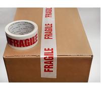 Pk 6 Printed BOPP Tape FRAGILE 48mm 66m 38mu Red/ Wht TFP486638