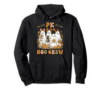 PK Boo Crew Pre K Teacher Team Preppy Halloween Floral Ghost Pullover Hoodie