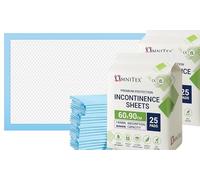 Pk of 50 Omnitex 1400ml High Absorption, 60x90cm Disposable Incontinence Bed Pads 2x 25pk, Odour Neutralising Soft top with SAP Leak Control, Mattress Protector Sheets, Premium Absorption