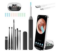 PKBD 1920 HD Ear Wax Removal Camera Otoscope Tool Ear Cleaner Kit Earwax,Storage Box, Mobile Phone Holder, Upgraded Stable-Chip Otoscope, Anti-Shake, Adults/Kids, Black