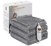PKBD Electric Blanket Throw 190x130CM,Heated Blanket with 9 Heat Settings and Up-to-9-Hours Auto-Off Timer,Machine Washable,Fast Heating,for Home & Office,Grey