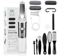 PKBD Electric Foot File for Hard Skin Remover Feet Callus Professional Pedicure Tool with Accessories Kit, 3 Speeds-Waterproof Ultra-Long Battery Life, Easy To Carry Foot Care Gift for Women&Men-White