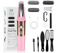 PKBD Electric Foot File,Hard Skin Remover for Dead or Dry Skin,Rechargeable Electric Foot Remover Pedicure Kits,3 Speeds-Waterproof Ultra-Long Battery Life, Easy to Carry Foot Care Gift Pink