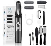 PKBD Electric Foot File,Hard Skin Remover for Dead or Dry Skin,Rechargeable Electric Foot Remover Pedicure Kits,3 Speeds-Waterproof Ultra-Long Battery Life, Easy to Carry Foot Care Gift Black