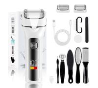 PKBD Electric Foot File Hard Skin Remover with 2 Replaceable Double Grinding Heads, Pedicure Sets for Feet with 14 Accessories, Rechargeable Waterproof Callus Remover for Feet Care Exfoliator