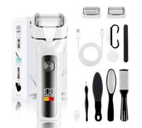 PKBD Electric Foot File Hard Skin Remover with 2 Replaceable Double Grinding Heads, White