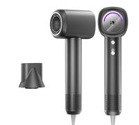 PKBD Hair Dryer, 200 Million Negative Ionic Hairdryer, 110, 000 RPM High Speed Brushless Motor Blow Dryer for Fast Drying, Low Noise Hairdryers with LED Display for Home and Travel,Grey