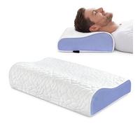 PKBD Memory Foam Pillow, Comfortable Cervical Orthopedic Deep Sleep Neck Support Pillow Relieves Neck & Shoulder Pain, Dual Height Ergonomic Pillow for Back, Stomach & Side Sleeper, White-Purple