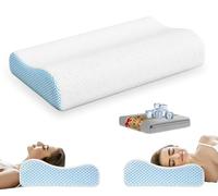PKBD Memory Foam Pillow with Replacement Pillowcase(Cooling Ice Silk&Cotton),Neck/Shoulder Pain Relief,Ergonomic Orthopedic Cervical Pillow,Bed Pillow for Side,Back,Stomach Sleepers