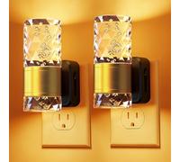 PKBD Night Light Plug in Wall with Dusk to Dawn Sensor, Adjustable 100LM Brightness & 3000K Warm White Light, Automatic Plug in Night Light for Bedroom, Hallway, Stairs, Bathroom, Toddler, 2 Pack