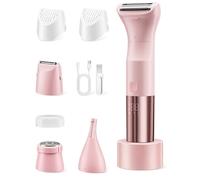 PKBD Painless Lady Shavers for Women 4-in-1, Bikini Trimmer Women with USB Charging Station, IPX7 Waterproof Wet & Dry Use, LED Power Display, for Bikini, Underarm, Leg, Arm, Face