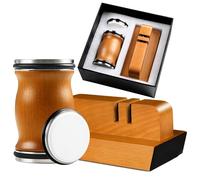 PKBD Rolling Knife Sharpener Kit, Equipped with Ceramic and Tungsten Steel Sharpening Holes, 3 Discs, 2 Sharpening Angles of 15° and 20°, Solid Beech Wood Base, Suitable for All Knives