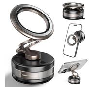 PKBD Vacuum Magnetic Phone Holder for Car,360° Adjustable&Retractabl Strong Car Phone Holder Magnetic for iPhone17/16/15/14 & Samsung,Smooth Surface, Windscreens,Black