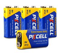 PKCELL 9V Battery 6F22/PP3 (4 Pack) - Long-Lasting 9 Volt Square Batteries for Smoke Alarm, Fire Detector, Multimeter & Remote Control Car - 0% Plastic Packaging - 3-Year Storage