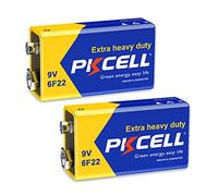 PKCELL 9V Battery, Block Battery, 6F22 Batteries for Smoke Detector, Radio Camera, Toy, Pack of 2