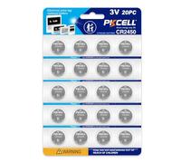 PKCELL CR2450 20PACK 3V Lithium Battery c2450/cr2450n Button Cell Batteries 600mAh for Car Key Remote Controls