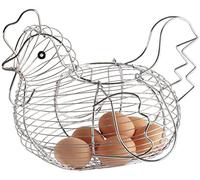 Pkge Chrome A Plated Chicken Shaped Wire Egg Storage Basket Holder Rack, Table Top Snacks Organizer Kitchen Gadget- Store 24 Eggs (Pack of 1)
