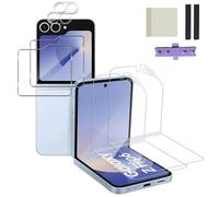 Pkila Screen Protector for Samsung Galaxy Z Flip 6 5G, 2pcs Soft Flexible TPU Film & 2pcs Tempered Glass Armored Film & 2pcs Camera Lens Protector, [Fingerprint Support,HD Clear] Bubble-free Film