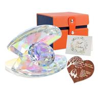 Pkinmonut Crystal Shell 10th wedding Anniversary Romantic Gifts for her 10 Years Tin anniversary presents for Parents Couples Marriage Keepsake with Wooden Heart Plaque and Card