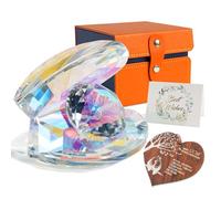 Pkinmonut Crystal Shell 20th Wedding Anniversary Romantic Gifts for Couple China Anniversary presents 20 Years Marriage Keepsake with Wooden Heart Plaque and Card