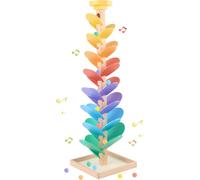 PKKP Sound Tree with Round Shelf Top, Marble Run Wood from 3 Years, 6 Colours Rainbow Marble Run Wooden Toy, Montessori Learning Toy for Sorting Colours, Birthday Gift for Child 4-8