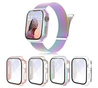 PKMH [4 PCS] Hard PC Case with Screen Protector Compatible for Apple Watch Series 7/8/9 41mm, Full Edge All Around Protective Bumper Anti-Scratch Frame Cover for iWatch Smartwatch Accessories