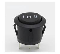 PKNVKZIDK 10Pcs 23mm Round Black 3 Pin 10A/125V 6A/250V AC 3 Position SPDT ON-OFF-ON Rocker Switch Snap-in