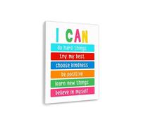 PKNVKZIDK Affirmations Canvas Print, Motivational “You Can Do It” Wall-Art for 's Room, Preschool and Elementary Classroom Unframed,08x12inch(20x30cm)